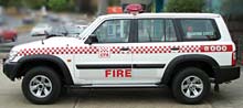 reflective detailing on Diamond Creek CFA car